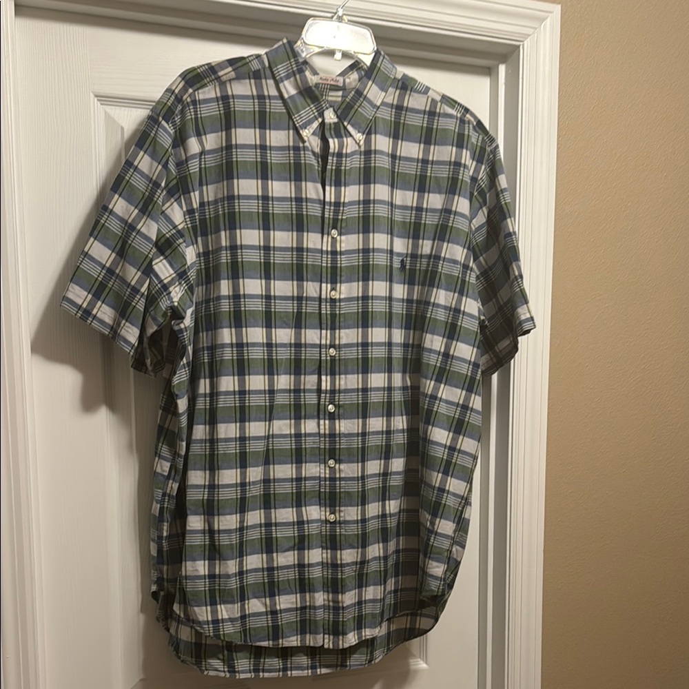 Ralph Lauren Polo Green and Blue Casual Button Down Shirt